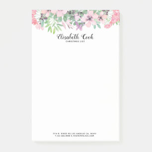 Post-it® Bordure Pastel Rose & Fleurs Vertes