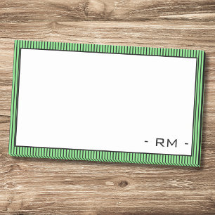 Post-it® Bordure rayée vert pastel et noir Monogramme