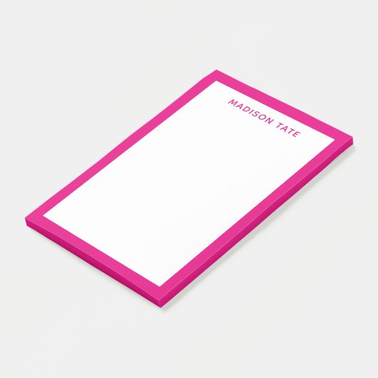 Post-it® Bordure rose chaud moderne Monogramme professionne (Incliné)