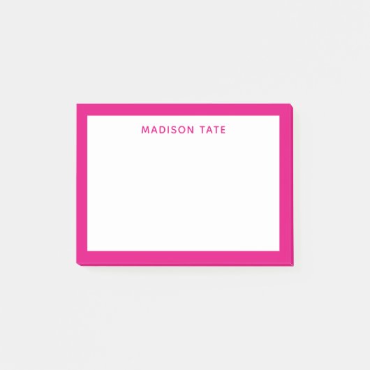Post-it® Bordure rose chaud moderne Monogramme professionne (Devant)