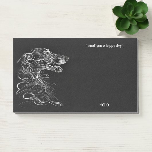 Post-it® Borzoi Art Abstrait Nom du chien (Bureau)