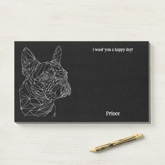 Post-it® Boston Terrier Art Abstrait Nom du chien (Sur un bureau)