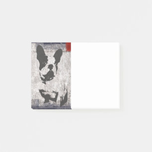 Post-it® Boston Terrier en Grunge noir et blanc
