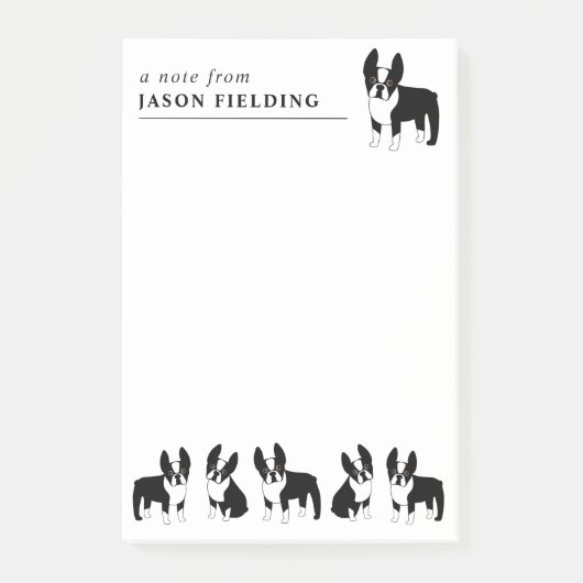 Post-it® Boston Terriers mignonne Chiens noirs et blancs Po (Devant)