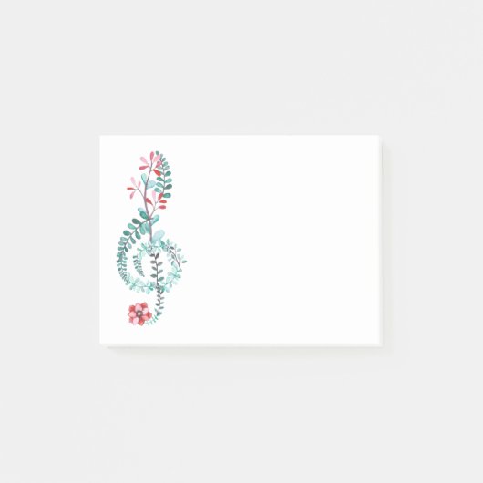 Post-it® Botanique Treble Clef Musicien Cadeau Musique Love (Devant)