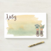 Post-it® Bottes de randonnée et fleurs sauvages (Sur un bureau)
