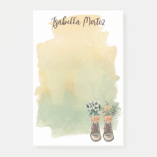 Post-it® Bottes de randonnée et fleurs sauvages (Devant)