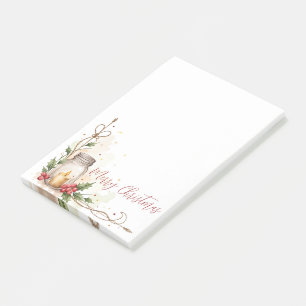 Post-it® Bougie en pot Mason avec houx et aquarelle