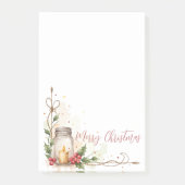 Post-it® Bougie en pot Mason avec houx et aquarelle (Devant)