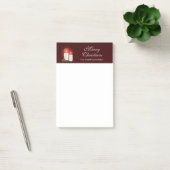 Post-it® Bougies de Noël blanches sur fond rouge avec texte (Bureau)