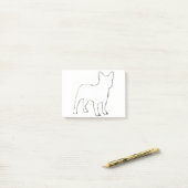 Post-it® Bouledogue français silhouette blanche (Sur un bureau)