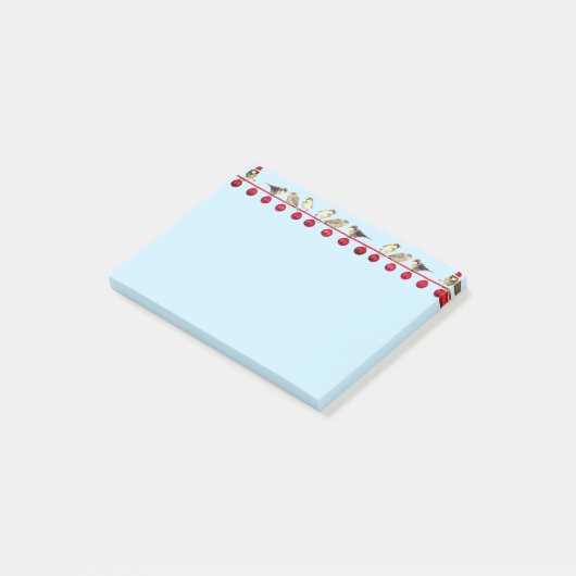 Post-it® Boules de Noël & caroubiers sur bleu clair (Incliné)