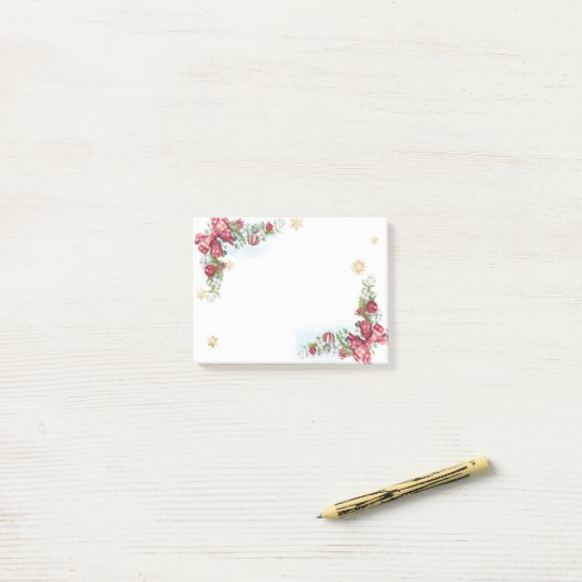 Post-it® Boules de Noël, Pine Tree Branche Botte (Sur un bureau)