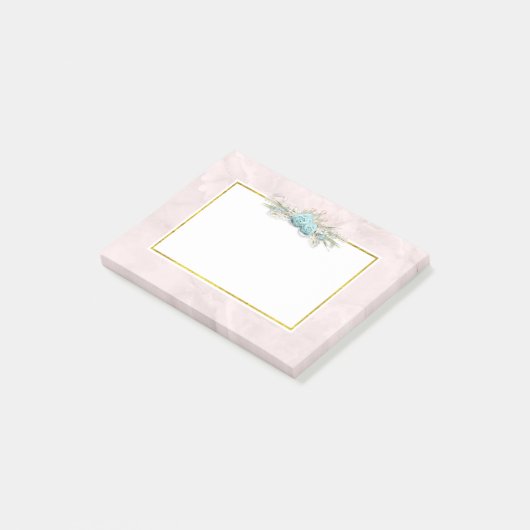 Post-it® Bouquet de fleurs de Roses bleus et de Couronne (Incliné)