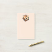 Post-it® Bouquet de fleurs gris-jaune orange (Sur un bureau)