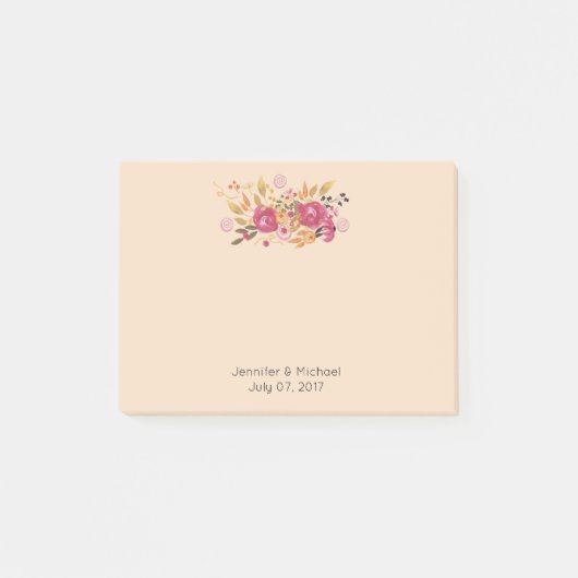 Post-it® Bouquet de fleurs rose et orange sur Arrière - pla (Devant)
