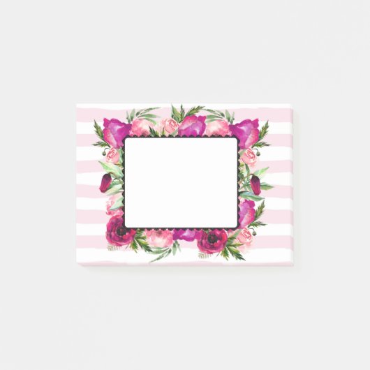 Post-it® Bouquet de fleurs roses et coquelicots sur bandes  (Devant)
