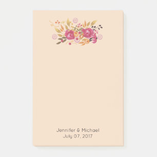 Post-it® Bouquet de fleurs roses et orange sur fond pêche
