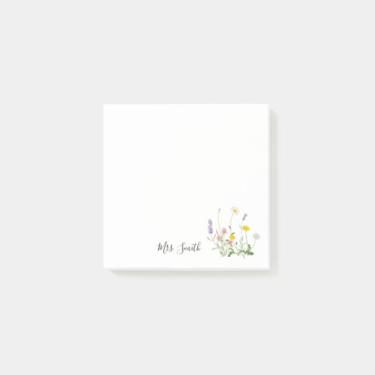 Post-it® Bouquet de fleurs sauvages monogramme enseignant (Devant)