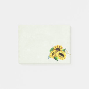 Post-it® Bouquet de tournesol jaune en aquarelle