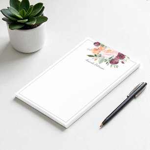 Post-it® Bouquet floral d'aquarelle rustique avec nom