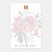 Post-it® Bouquet floral or métallique cuivre monogrammé (Devant)