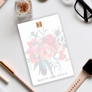 Post-it® Bouquet floral or métallique cuivre monogrammé