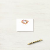 Post-it® Bouquet floral orange et rose avec cadre diamant (Sur un bureau)