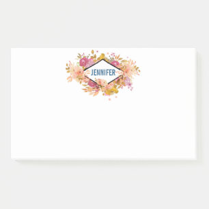 Post-it® Bouquet floral orange et rose avec cadre diamant