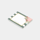 Post-it® Bouquet rose et bandes vertes Nom personnalisé (Incliné)