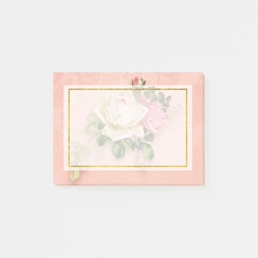 Post-it® Bouquet rose et rose blanche (Devant)