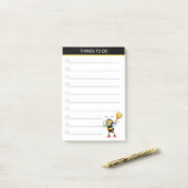 Post-it® Bourdon mignon moderne sur fond noir et blanc (Sur un bureau)