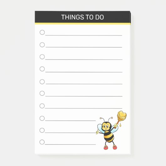 Post-it® Bourdon mignon moderne sur fond noir et blanc (Devant)
