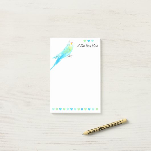 Post-it® Bouteille d'aquarelle bleu Whimsical (Sur un bureau)