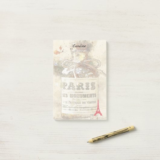 Post-it® Bouteille Paris 2 (Sur un bureau)