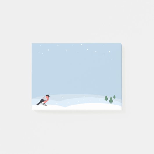 Post-it® Bouvreuil et paysage enneigé (Devant)
