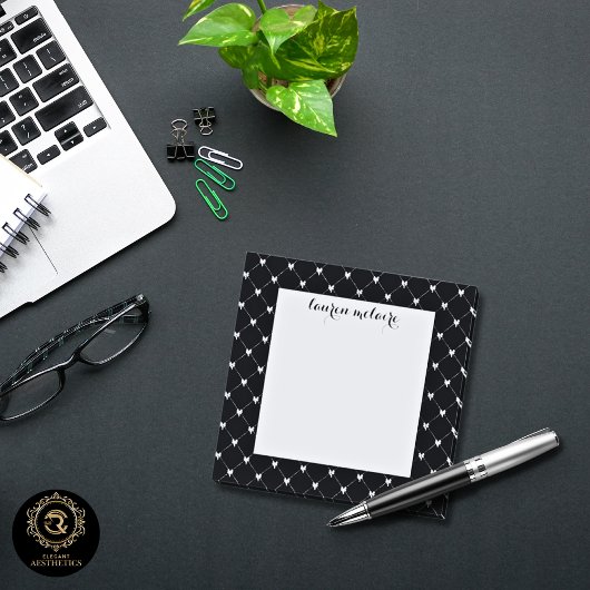 Post-it® Bow personnalisé noir et rose Script