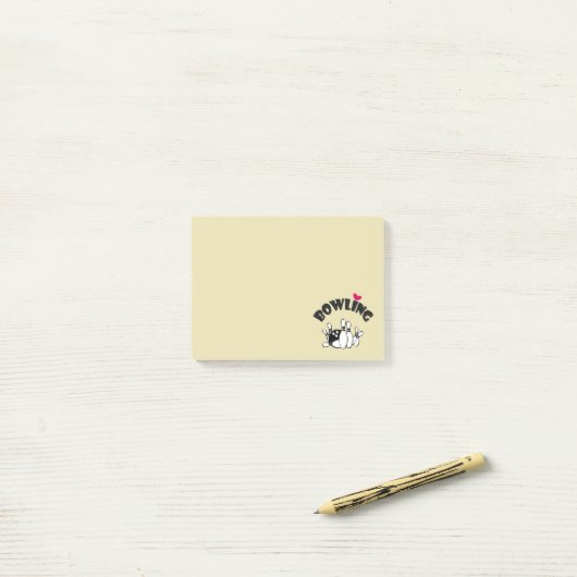 Post-it® Bowling Lover - Pins de Bowling et Bowling Ball (Sur un bureau)