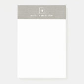 Post-it® BOX LOGO avec VOTRE INITIAL/MONOGRAM sur KHAKI LIN (Devant)