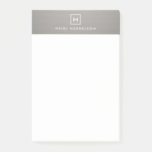 Post-it® BOX LOGO avec VOTRE INITIAL/MONOGRAM sur LINGE GRA (Devant)