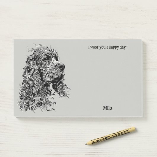 Post-it® Boykin Spaniel Art Abstrait Nom du chien (Sur un bureau)