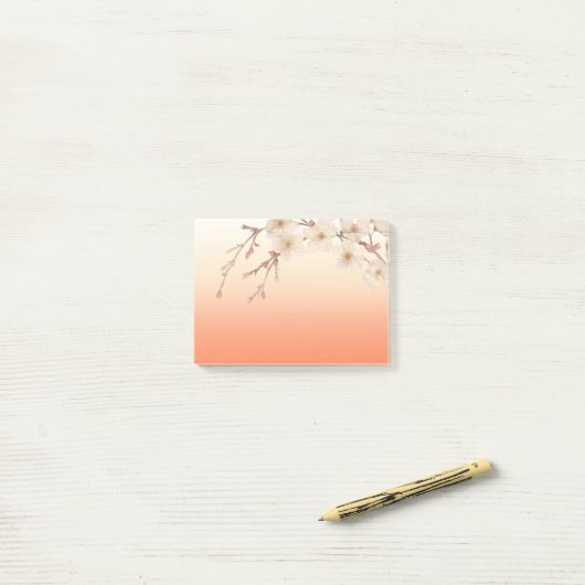 Post-it® Branche orange rayée de nuances des fleurs (Sur un bureau)