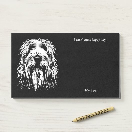 Post-it® Briard Art Abstrait Nom du chien (Sur un bureau)