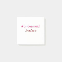 Bridesmaid hashtag rose pâle ajouter nom mariée tr