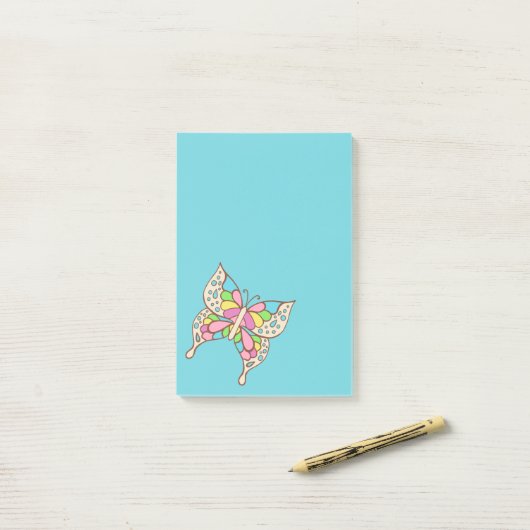 Post-it® Bright Butterfly Post It Notes  (Sur un bureau)