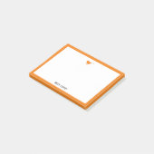 Post-it® Bright Orange Bird et bordure avec blanc et nom (Incliné)