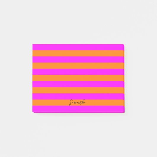 Post-it® Bright rose orange rayures avec lignes personnalis (Devant)