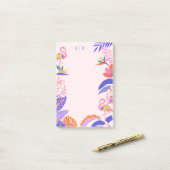 Post-it® Bright Tropical Palms Flamant rose de grandes note (Sur un bureau)