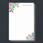 Post-it® Broderie mexicaine colorée Nom personnalisé Bloc-n<br><div class="desc">Un accent coloré de fleurs inspirées de la broderie d'artisans mexicains et votre nom dans un style élégant font de cette tablette personnalisée un choix facile pour garder sur un bureau bien stylisé.</div>