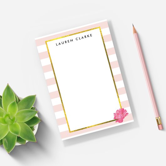 Post-it® Brouille et pivoine rose Personnalisée